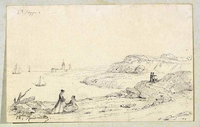 Dieppe - Vue de la côte, Charles Nicolas Ransonnette, 18e siècle, 19e siècle