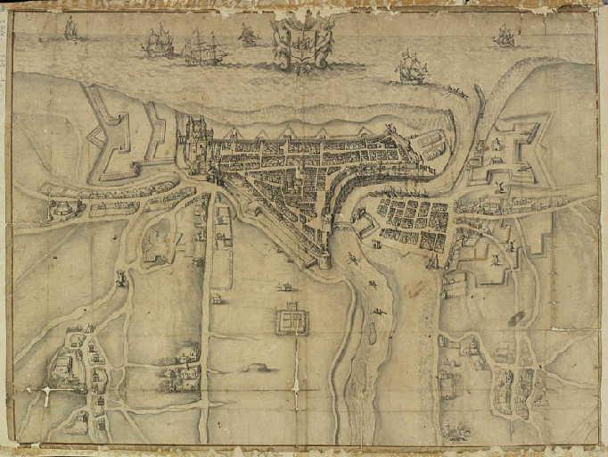 Plan ou vue cavalière de la ville de Dieppe_0