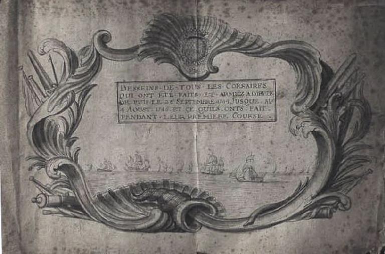 Desseins de tous les corsaires qui ont été faits et armez à Dieppe depuis le 28 septembre 1744 jusque au 4 aoust 1746 et ce qu'ils ont fait pendant leur première course (page de titre du recueil)_2