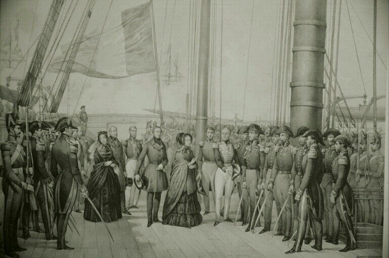 Adieux de la reine d'Angleterre à la marine française (titre inscrit), François Auguste Biard, 1846