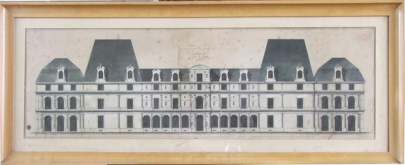 Projet d'élévation de la façade est du château d'Eu, Osmont, 1830