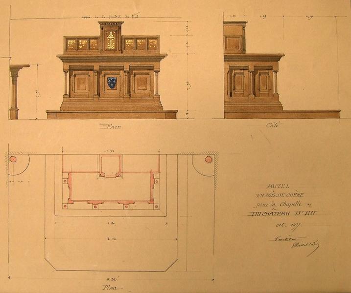 Autel en bois de chêne pour la chapelle du château d'Eu, Eugène-Emmanuel Viollet-Le-Duc, 1877 /10
