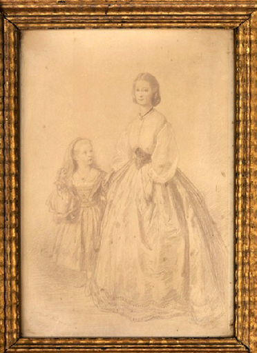Princesse Marguerite de Czartotysi et Blanche d'Orléans, George Housman Thomas, 1864