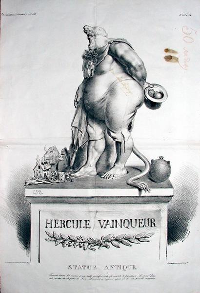 Hercule vainqueur ; La caricature (n° 182), Charles Joseph Travies De Villers, 2e quart 19e siècle