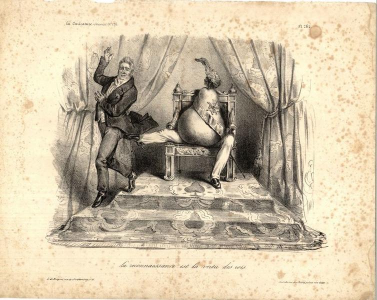 La reconnaissance est la vertu des rois ; La caricature (n° 126), Becquet, 2e quart 19e siècle