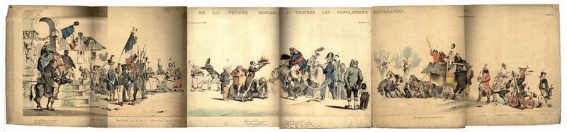 Voyage de la pensée immuable à travers les populations empressées ; La caricature (n°155, 156, 157)_0