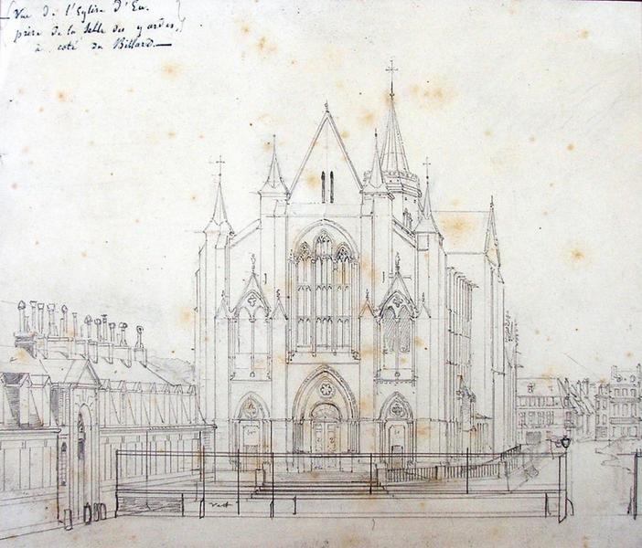Façade de la collégiale d'Eu, François Etienne Villeret, 1840-1850