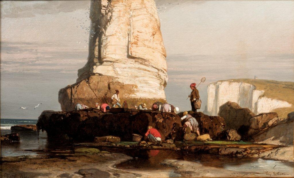 Pêcheurs de rocaille au pied de l'aiguille d'Étretat, Eugène Modeste Edmond Le Poittevin, 1860