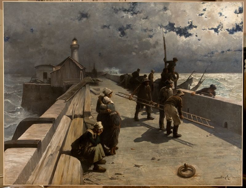 Sur la jetée ; Un sauvetage, Pierre-Marie Beyle, 1886