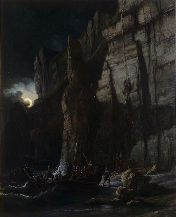 Bois-Rosé et ses soldats escaladant la falaise pour surprendre le château de Fécamp_0