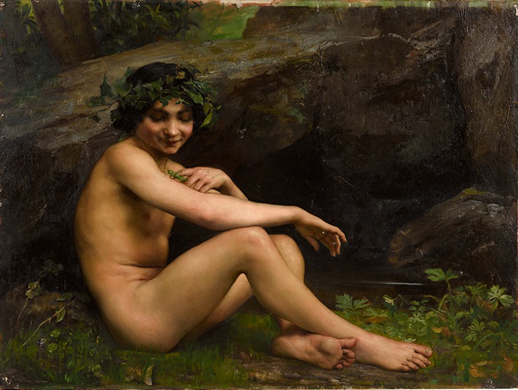 Étude d’un jeune garçon jouant avec une sauterelle (Titre récent) ; Étude (Titre du Salon), Paul Joseph Jamin, 1879 vers