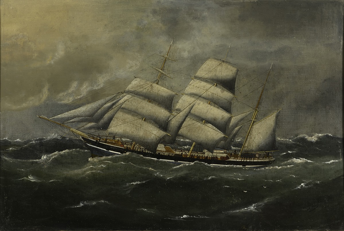 Le trois-mâts barque britannique Sir William Wallace, Édouard Adam, 1881