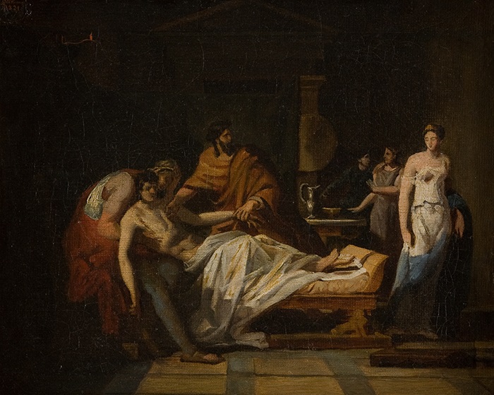 Antiochus malade d'amour pour sa belle-mère la reine Stratonice, Alexandre Charles Guillemot, 1821