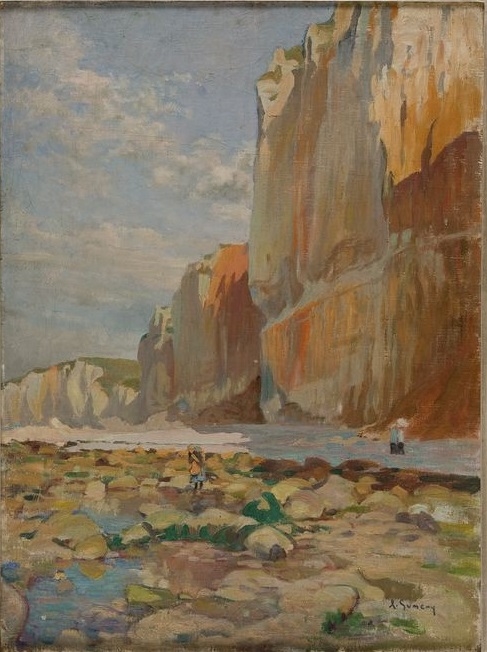 La grande falaise d’Yport en ocre, Adolphe Ernest Gumery, 1915