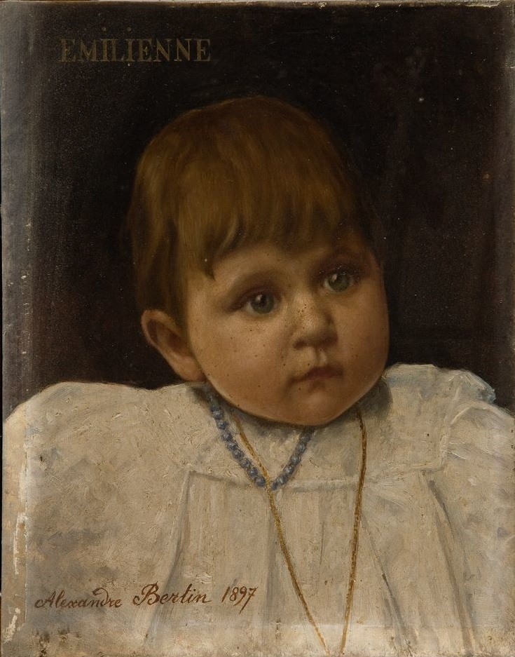 Portrait d' Emilienne au collier bleu, Alexandre Bertin, 1897
