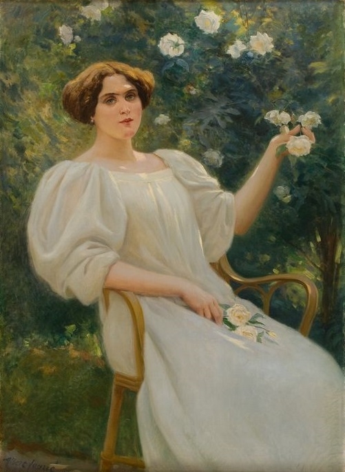 Jeune femme assise au jardin, Albert Fourié, 2e moitié 19e siècle, 1ère moitié 20e siècle