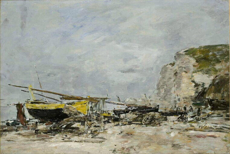 Falaises et barques jaunes à Etretat_0