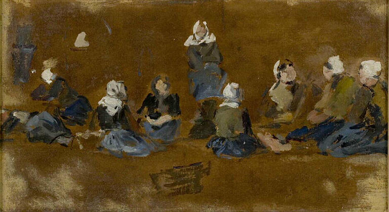 Groupe de femmes assises ; Groupe de femmes assises. Coiffes et habits bleus (ancien titre)_0