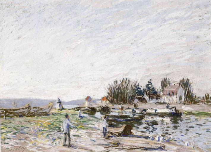 Le Loing à Saint-Mammès ; Péniche sur un canal (ancien titre)_0
