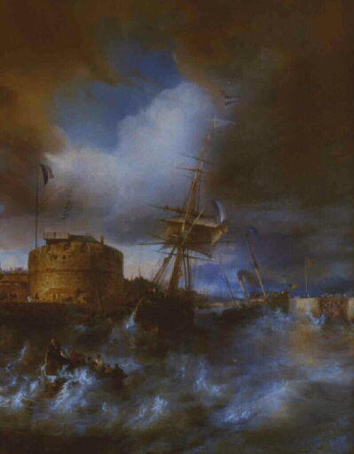 Entrée du port du Havre, Jean Antoine Théodore Gudin, 1834
