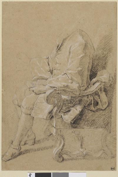 Etude pour un portrait d'homme assis, tourné vers la gauche, Hyacinthe Rigaud, 4e quart 17e siècle, 1er quart 18e siècle