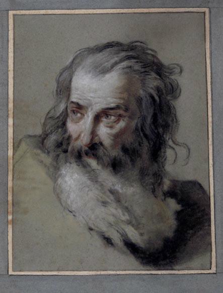 Tête d'un vieil homme barbu, François Lemoyne, 1ère moitié 18e siècle