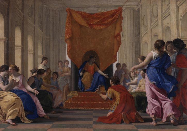 Poliphile s'agenouille devant la reine Eleutherilide, Eustache Le Sueur, 2e quart 17e siècle