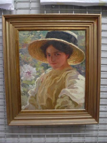 Portrait en plein air ; Portrait de jeune femme au chapeau (autre titre), Paul Albert Steck, 1911