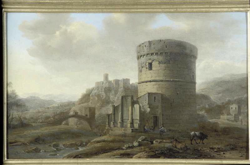 Campagne romaine ; le tombeau de Cécilia Metella (Titre moderne) ; Paysage (Titre ancien), Jacob de Heusch, 1701 avant