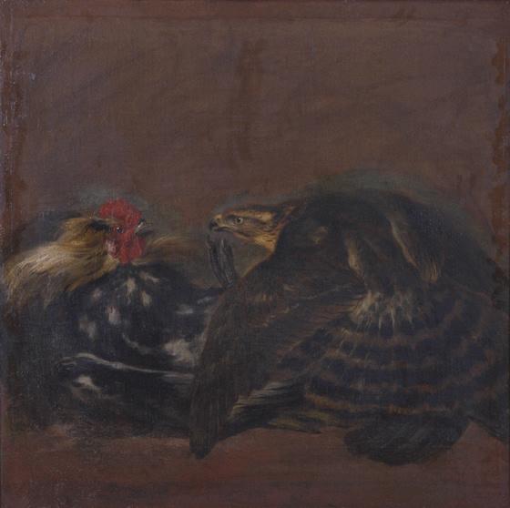 Aigle terrassant un coq, Pieter Boel, 1674 avant