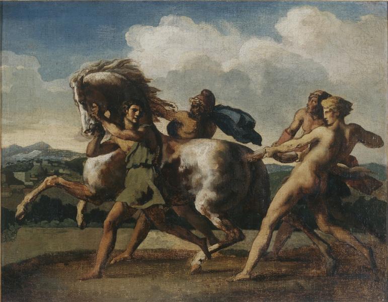 Cheval arrêté par quatre jeunes gens ; Cheval arrêté par des esclaves (autre titre)_0
