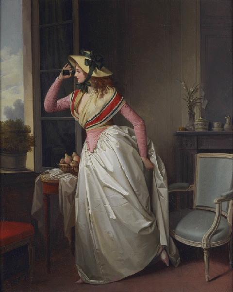 Femme à la lorgnette, Henri Nicolas Van Gorp, 1819 avant