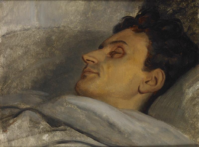 Armand Carrel sur son lit de mort (REPLIQUE PAR ARY SCHEFFER POUR SON FRERE ARNOLD CONSERVEE AU MUSEE DE VERSAILLES (INV.MV 6435 ; RF 465))_0