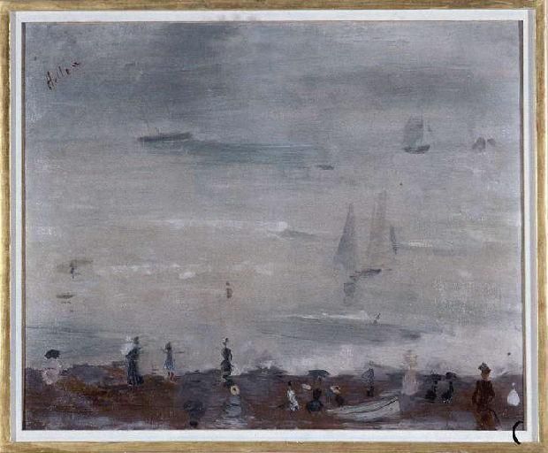 Sur la plage, Dieppe, impression mer grise_0