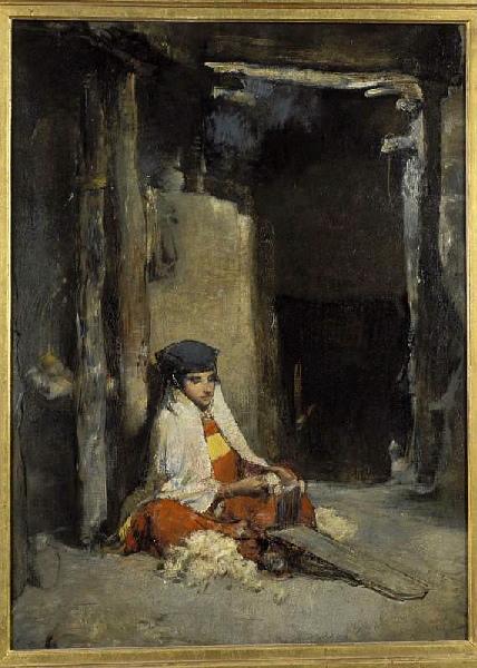Cardeuse de laine à Bou Saada, Gustave Guillaumet, 1887