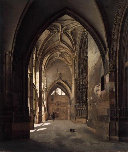 Vue intérieure du porche de l'église Saint-Germain-l'Auxerrois, Etienne Bouhot, 1831