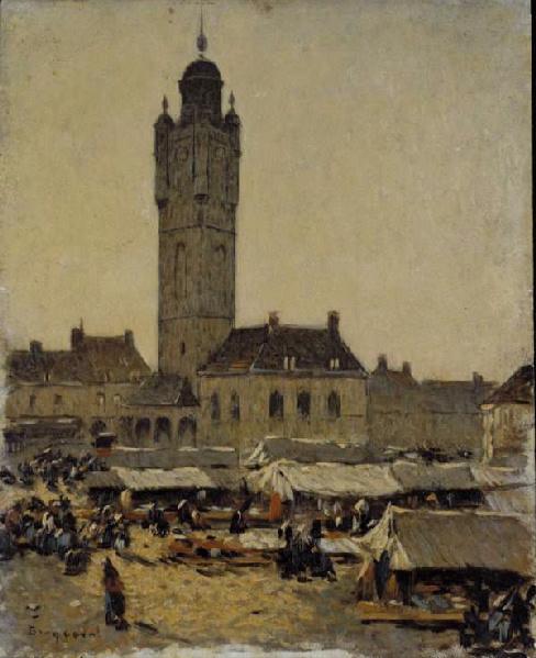 Marché à Bergues, Louis Braquaval, 1919