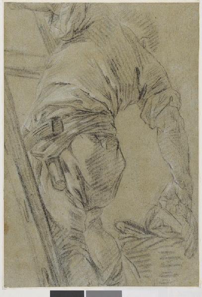 Etude d'homme sur une échelle ; Etude d'un homme grimpé sur une échelle, tenant un panier (autre titre), Jean-Baptiste Henri Deshays, 1758