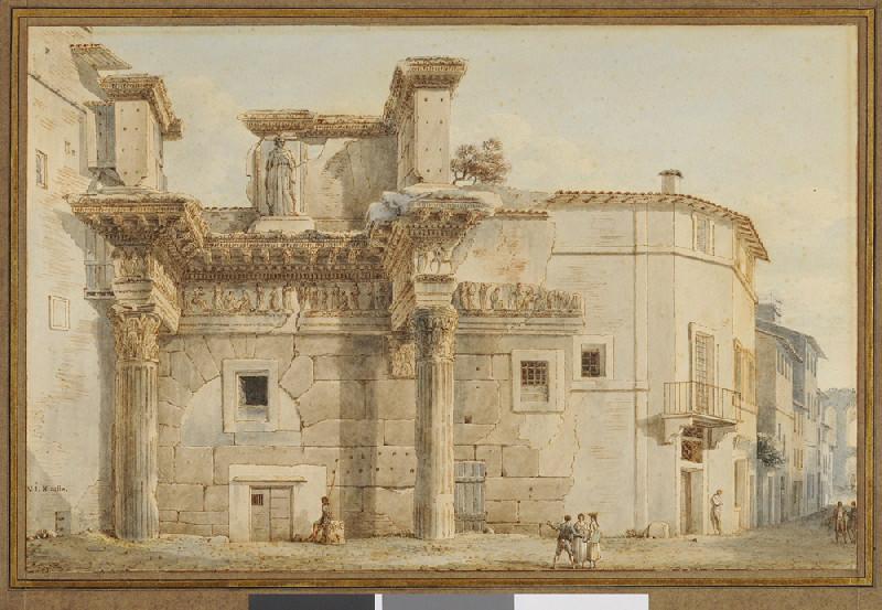 La colonnade du forum de Nerva ; Vue des ruines du Forum de Nerva à Rome (autre titre) ; Place de Trajan  (autre titre), Victor Jean Nicolle