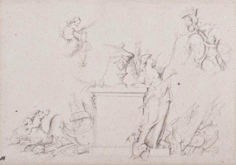 Planche de titre aux armes du duc d'Orlèans ; Frontispice allégorique aux armes du Duc d'Orléans (Album p. 33, trois albums), Bernard Toro, 1er quart 18e siècle
