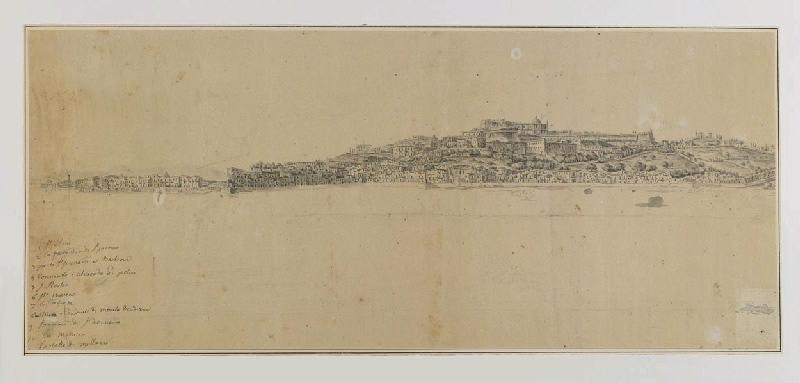 Vue panoramique de Naples (Recto) ; Etudes légères (Verso), Louis Jean Desprez, 18e siècle
