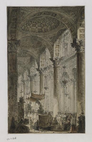 Procession de la Vierge dans St Philippe de Neri à, Louis Jean Desprez, 18e siècle