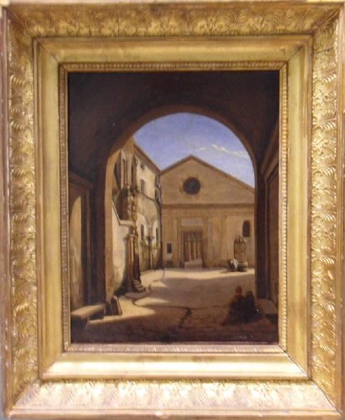 Vue d'une cour, Etienne Bouhot, 19e siècle