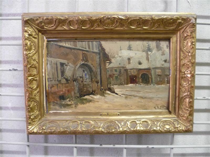 Rue de village sous la neige., Alphonse de Neuville, 19e siècle