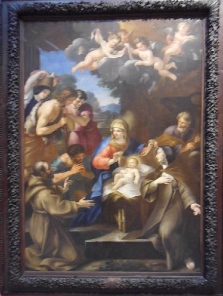 L'adoration des bergers en présence de Saint-François d'Assise et de sainte Claire, Giovanni Francesco Romanelli, 2e moitié 17e siècle