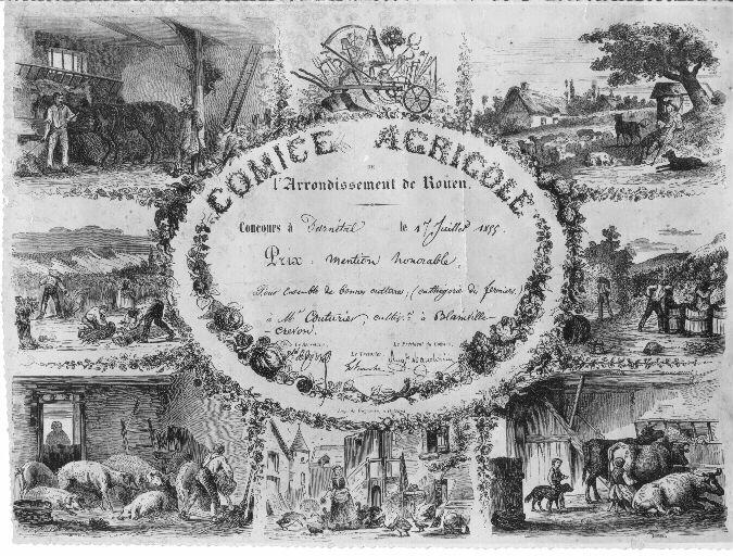 Diplôme de concours au comice agricole, Dumont, 1855