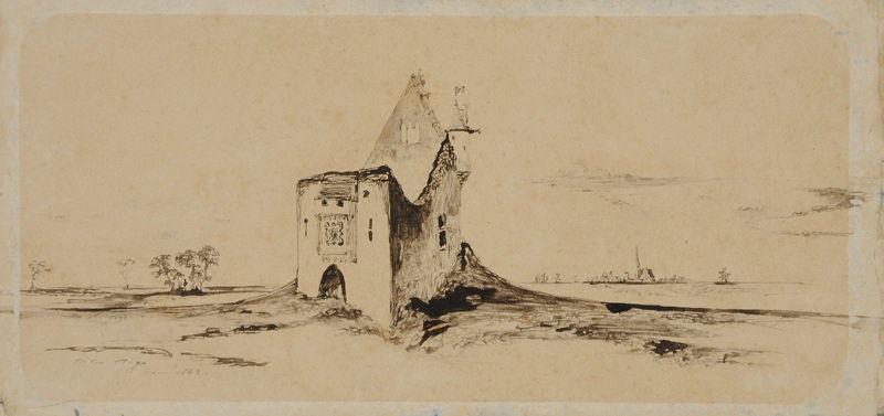 Paysage avec burg en ruine, Victor Hugo, 1842 /08