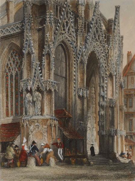 Fountain of St-Maclou- Rouen (La fontaine St-Maclou à Rouen.), Thomas Allom