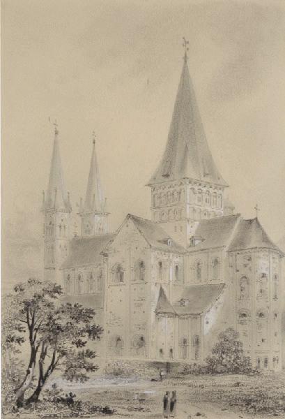 L'abside de l'abbatiale St-Georges de Boscherville, Léon Gaucherel, 19e siècle