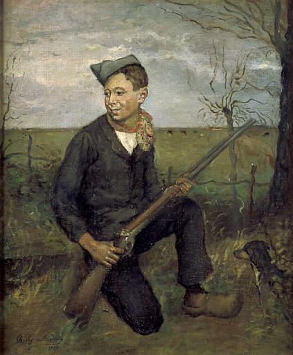 Le jeune chasseur ; Petit braconnier à l'affût (Ancien titre), Charles Milcendeau, 1917